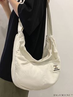 BagForLove - Unisex Shoulder Bag: Large Capacity Large Capacity Casual Canvas Bag, Casual Large Capacity Canvas Bag, Casual Cotton Hobo Bag For School, Casual Shoulder Bag With Letter Print For Everyday, Casual Everyday Shoulder Bag With Letter Print, Casual White Hobo Shoulder Bag, Casual Letter Print Shoulder Bag For Everyday, Casual Canvas Bag With Large Capacity And Softback, Casual Canvas Bag With Large Capacity, Softback