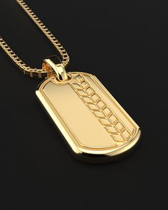 The art of fashion is improved by this wonderful piece of craftsmanship, which is eternally unchanging. Combine it with other chains or pendants for a strong appearance, or wear it alone for a fashionable and simple style.This stylish pendant for men is handmade in 18k solid gold to appear attractive and classy every day. This versatile and contemporary item will complete your trendy wardrobe.Handcrafted with all of the passion and skill of the greatest goldsmiths. Metal: 18k Solid Gold Pendant Dimensions: H: 34mm x W: 18mm Shown with: Wheat Gold Chain Please note: tag only; chain sold separately Pendant compatible with chains up to 5mm wide 100% Handcrafted Solid Gold items are considered as custom order.Production and shipping takes 15 days.This item is final sale and can't be exchanged Classic Jewelry With Adjustable Chain And Square Pendant, Classic Rectangular Pendant Necklace Tarnish Resistant, Luxury Jewelry With Polished Rectangular Pendant, Classic Square Pendant Necklace With Polished Finish, Luxury Gold Plated Rectangular Pendant Jewelry, Gold Plated Box Chain Pendant Jewelry, Luxury Gold Plated Jewelry With Rectangular Pendant, Classic Gold Necklace With Rectangular Pendant, Classic Tarnish Resistant Rectangular Pendant Necklace