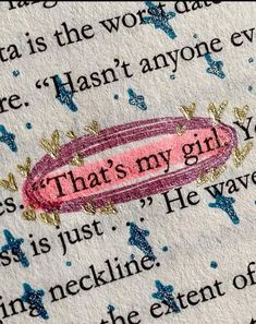 the word that's my girl is written on top of an old book page