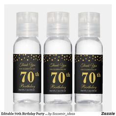 60th Party Favors, Baby Shower Hand Sanitizer, Happy 75th Birthday, 70th Birthday Party, Anniversary Party Favors, Party Favors For Adults, Gold Party Decorations