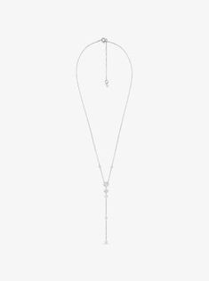 Elegant enough to pair with evening looks yet subtle enough to wear with knitwear this lariat necklace is endlessly versatile. Meticulously crafted from rhodium-plated sterling silver it features sparkling pavé accents . Keep it in focus by pairing it equally delicate studs. Luxury White Gold Lariat Necklace With Long Drop, Luxury Long Drop Lariat Necklace In White Gold, Luxury White Gold Long Drop Lariat Necklace, Luxury Sterling Silver Lariat Necklace, Luxury Lariat Necklace With Adjustable Chain For Evening, Luxury Evening Lariat Necklace With Adjustable Chain, White Gold Sterling Silver Lariat Backdrop Necklace, Luxury Silver Lariat Necklace, Luxury White Gold Lariat Backdrop Necklace