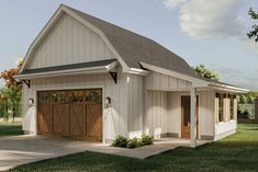 a two car garage is shown in this rendering