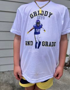 griddy back to school shirt, back to school griddy shirt, boys griddy t shirts, school shirts for boys, football back to school shirts *please note turn around time to make sure it will be there before your first day of school* Boy in photo is 7 years old wearing a size youth small. White tees and raglans are printed with sublimation, black t shirts are printed with DTF. Back To School Shirts, Boys Football, Shirts For Boys, School Clothes, School Shirts, Kids Tops, School Outfits, Black Tshirt, Favorite Outfit