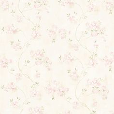 a white wallpaper with blue flowers on it