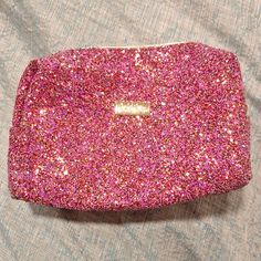 This Cute Packed Party Pink Glittery Make Up Pouch. It Closes With A Zipper. Black Lining Inside. No Defects That I Can See. Message Me With Any Questions Or If More Measurements Are Needed! Always Check Measurements... Approximate Measurements: Length: 8.5" At Widest, Height: 6” Middle To Bottom Feel Free To Check Out My Other Items! Happy To Combine Shipping.. Glitter Makeup Bags, Pink Party Bag With Zipper Closure, Pink Glitter Party Bag, Pink Glitter Party Bags, Pink Sequined Party Bags, Party Cosmetic Zipper Pouch Bag, Makeup Bag Essentials, Make Up Pouch, Bag Essentials