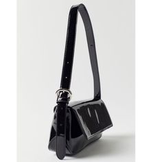 Nwt Urban Outfitters Patent Flap Baguette Shoulder Bag. Black Evening Baguette Bag With Adjustable Strap, Black Baguette Clutch Bag With Adjustable Strap, Black Clutch Baguette Bag For Party, Black Clutch Baguette Style Bag For Party, Black Baguette Clutch For Party, Chic Black Baguette Bag For Party, Black Baguette Shoulder Bag For Evening, Trendy Evening Baguette Bag With Adjustable Strap, Black Everyday Baguette Bag