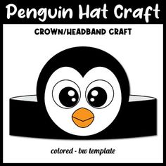 the penguin hat craft is featured in this black and white photo