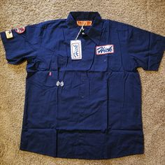 Sz Xl Nwt!! Brand New!! Hick Brand Shirt..Logo/Patches!! Contact With Any Questions!! Blue Casual Tops With Logo Patch, Casual Blue Tops With Logo Patch, Blue Cotton Tops With Logo Patch, Casual Short Sleeve Tops With Patches, Navy Short Sleeve Shirt For Streetwear, Urban Outfitters Shirt, Patch Shirt, Patches Shirt, Red Plaid Flannel