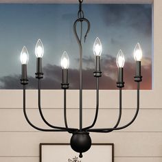 Urban Ambiance - Chandelier - UQL3825 Classic Chandelier 26''H x 22''W, Matte Black Finish, Newquay Collection - Steel Installation, Dining Table Lighting, Classic Chandelier, Transitional Chandeliers, Chandelier Style, Chandelier For Sale, Farmhouse Lighting, Candle Styling, Wall Plate