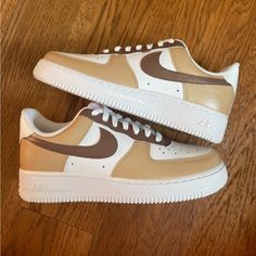 Reposhing This Item I Purchased From @Summerfundayyy. Only Worn Once! Didn’t Love The Way They Looked On Me Brown Nike Shoes Women, Brown Nike Air Force, Brown Nike Shoes, Brown Nike Air, Air Force Outfit, Shoes Nike Air Force, Shoes Nike Air, Nike Air Force Ones, Brown Shoes