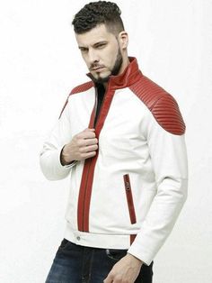 This White Leather Jacket is ideal for any men looking for a Motorcycle Jacket. These type of jackets are very unique, extremely high-quality more expensive than other types. This Quilted Jacket is made of Real Leather with full body lining, keeps you warm, comfortable and warm in extreme weather conditions DESCRIPTION OF THE PRODUCT Product: An interior and exterior made entirely of genuine leather of this cafe racer jacket Material: External material of superior quality made entirely of Genuin Retro White Biker Jacket For Winter, Retro White Biker Jacket For Fall, White Winter Outerwear For Biker Events, White Leather Jacket For Biker Events In Winter, White Leather Outerwear For Biker Events, Retro White Leather Jacket With Long Sleeves, White Retro Leather Jacket With Long Sleeves, White Retro Long Sleeve Leather Jacket, White Leather Motorcycling Outerwear