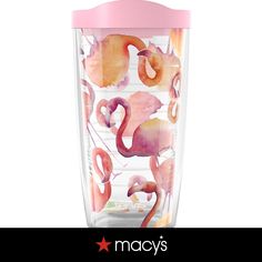 the pink flamingo cup has been designed with watercolors