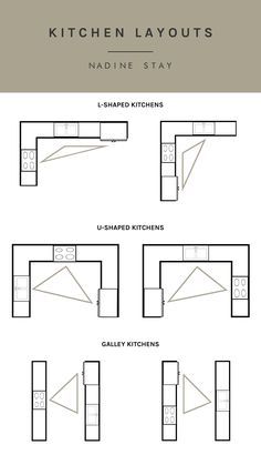 the kitchen layouts are shown in black and white, with different areas for seating