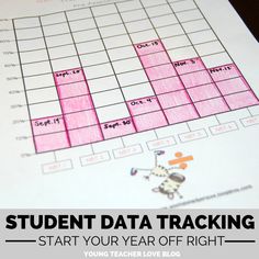 a student's data tracking activity with text overlay that reads, student data tracking start your year off right