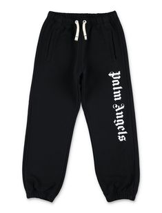 Logo Jogging Pants By Palm Angels. Featuring: Cotton Fabric Relaxed Fit Elastic Waistband With Drawstring Palm Angels Logo On Leg Two Side Pockets Elastic CuffsComposition: 100% cotton Athleisure Cotton Bottoms With Logo Print, Cotton Athleisure Bottoms With Logo Print, Cotton Sweatpants With Logo Print For Streetwear, Streetwear Cotton Sweatpants With Logo Print, Logo Print Cotton Sweatpants For Streetwear, Cotton Letter Print Bottoms For Winter, Spring Cotton Bottoms With Logo Print, Winter Cotton Bottoms With Letter Print, Winter Cotton Pants With Letter Print