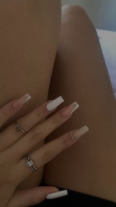 Neutral Nails Acrylic, Fake Nails White, French Tip Nail Designs, French Tip Acrylic Nails, Acrylic Nails Coffin Pink, Neutral Nails, Long Acrylic Nails