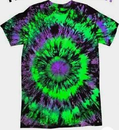 a green and purple tie - dyed t - shirt with the words, i love you