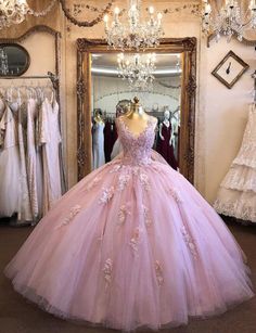 Ball Gown Prom Dresses, Gown Prom Dresses, Quinceñera Dresses, Pretty Quinceanera Dresses, Pink Sparkly, Illusion Neckline, Gown Prom, Ball Gowns Prom, Quince Dresses