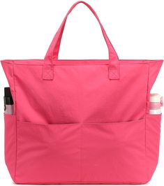 Beach Pool Bags Tote for Women Ladies Large Gym Tote Carry on Bag with Wet Compartment for Weekender Travel Waterproof Pink Shoulder Bag With Pockets For On-the-go, Practical Waterproof Tote Bag, Pink Waterproof Travel Bag For Everyday Use, Pink Waterproof Functional Travel Bag, Functional Pink Waterproof Travel Bag, Pink Nylon Shoulder Bag With Pockets, Pink Waterproof Travel Bag For Daily Use, Pink Nylon Travel Bag For Daily Use, Practical Pink Bag With Pockets