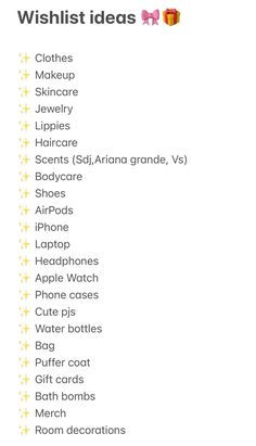 the list for wishlist ideas is shown