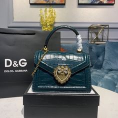 DG Small Devotion Bag Blue For Women 7.5in/19cm DG Dolce And Gabbana Handbags, Pearl Inlay, Evening Clutch Bag, Girls Bags, Lady Dior Bag, Tote Backpack, Chanel Boy Bag, Blue Bags, Luxury Shoes