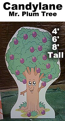 a cardboard tree with apples on it and the words candylanee mr plum tree