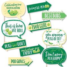 st patrick's day party photo booth props - set of 12 signs with shamrocks