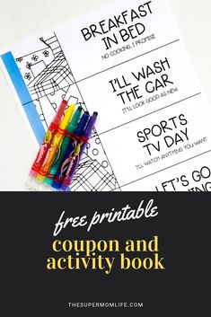 free printable coupon and activity book for kids to help them learn how to write