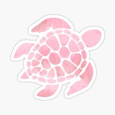 a pink watercolor turtle sticker on a white background with the words sea life written in