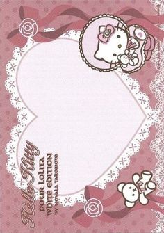 a pink hello kitty birthday card with white lace