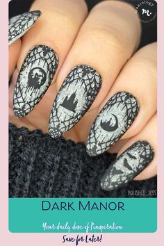 Our Dark Manor stamping plate is set to raise some spirits and bring a spine-tingling chill to your nails. Featuring an eerie collection of haunted castle designs, from sinister skeleton keys and eerie bats to creepy doorways and cobwebs. Each design turns your nails into a spooky scene that reveals the secrets of a ghostly castle. This plate lets you create spooky nails that are straight out of a midnight thriller, perfect for those who love their style with a side of eeriness. Haunted House Nails, Creepy Nails, Spooky Nails, Haunted Castle, Gothic Nails, Skeleton Keys, Elegant Halloween, Chic Halloween, Matte Nails Design