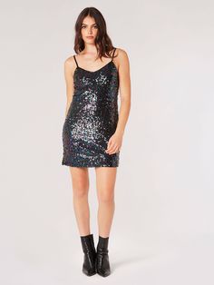 Sequin Cami Mini Dress Sequin Mini Length Bodycon Dress, Glamorous Spaghetti Strap Dress, Trendy Sequin Dresses For Night Out, Trendy Sequin Dress For Night Out, Fall Sequin Mini Dress, Spring Flirty Sequin Dresses, Sequined Slip Dress For Night Out, Fall Sequin Bodycon Dress, Fall Bodycon Sequin Dress