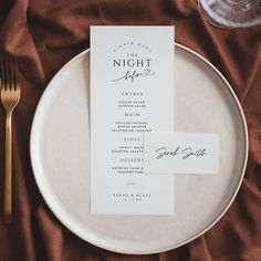 🍽️ Make your special day even more memorable with our minimalist customizable 'The Night Before' Rehearsal dinner menu and name place card. These are editable and printable templates, allowing you to use Templett to personalize with your own text for a stylish addition to your wedding. ------------------------------------------------------------------------------ **Please note this is a digital product - nothing physical will be shipped to you. Once you have placed your order you will receive a Rehearsal Dinner Menu Cards, Rehearsal Dinner Name Cards, Wedding Table Stationary, Rehersal Dinner Menu, Menu And Name Card, Rehearsal Dinner Cake, Diy Name Cards, Menu And Place Card, Dinner Photography