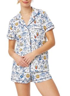 PRICES MAY VARY. Matching Pajamas Set Material: The Super Soft Pajama Set is made of Polyester blend, breathable and cozy, lightweight and skin-friendly. Short sleeve sleepwear top and pajama shorts set. Two-Piece Sleepwear Pajama Set Feature: Top: button down, collared, relax fit, loose fit baggy pjs top, short/long sleeve,cute/novelty/funny printed shirt top. Bottom: elastic waistband, high waist loose fit shorts pants pjs shorts. Pjs Sets for Women Design: Silk pajamas for women, satin pajama Dirndl Outfit, Summer Sleepwear, Crop Top Designs, Bandeau Tops, Roller Rabbit, Mini Robes, Sleepwear Sets, Sleepwear & Loungewear, Print Pajamas