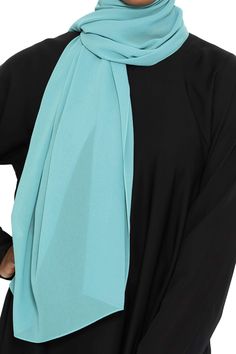 Essential Hijab Sea Breeze | Al Shams Abayas 7 Solid Color Chiffon Hijab In Modest Style, Solid Chiffon Hijab Modest Style, Modest Solid Color Chiffon Hijab, Modest Chiffon Hijab For Eid, Garment Workers, Sea Breeze, Made In China, Everyday Look, Chiffon