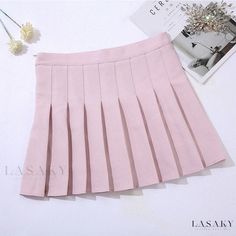 Lasaky - High-Waisted Pleated Skirt in Black with Academy Checks - Short Skirt College Skirt, Pleated School Skirt, Casual Kawaii, High Waisted Short Skirt, Korean Fashion Cute, Preppy Mode, Korean Skirt, Short Pollera, Short Black Skirt