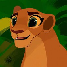 the lion king is smiling and looking into the distance with his eyes wide open in front of him