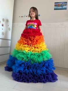 Rainbow Skirt/ Long Rainbow Skirt/ Huge Skirt/ Christmas - Etsy Serbia Rainbow Skirt, Christmas Skirt, Girls Skirts, Rainbow Outfit, Dresses For Kids, Rainbow Friends, Rainbow Fashion, Gowns For Girls