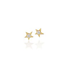 Super special 18k Gold Star stud earrings with White Diamonds Yellow Gold Star Diamond Earrings For Gift, Yellow Gold Star Earrings, Yellow Gold Cubic Zirconia Star Earrings, Dainty Yellow Gold Star Earrings, Gold Star-shaped Earrings With Diamond Accents, Star Earrings Stud, Star Studs, Gold Stars, Diamond White