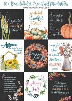 the 10 beautiful free fall printables are available for use in your home decor