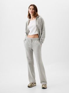 Soft, comfy fleece. Drawcord ties at ribbed, elasticized waistband. Gap logo at hip. #450008 Straight Sweatpants, Tan Chinos, Navy Uniforms, Gap Logo, Gray Matters, Raglan Sleeve, Toddler Boys, Zip Hoodie, Black And Navy