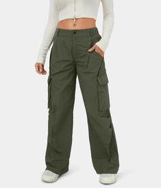 Low Rise Button Zipper Side Pocket Wide Leg Casual Cargo Pants Stacked Sweatpants, Flowy Wide Leg Pants, Wide Leg Yoga Pants, Cotton Casual Pants, Quick Dry Pants, Casual Cargo Pants, Green Cargo Pants, Casual Wide Leg Pants, Knit Denim