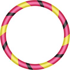 a pink, yellow and black striped ring on a white background with an empty space in the center