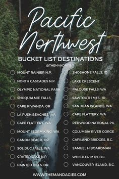 the pacific northwest bucket list is shown