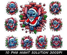 cartoon christmas stickers with santa hats and decorations