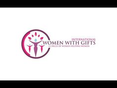 the international women with gifts logo is shown in pink and purple colors on a white background