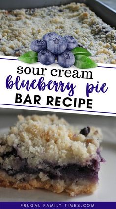 blueberry pie bar recipe with text overlay