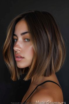 14 Classic Short Haircuts for a Timeless Look Bob Hairstyles For Very Fine Hair, Haircut Just Above Shoulders, Highlighted Short Brown Hair, Short Haircuts For Women Fine Hair, Short Hair Balayage Asian, Above The Shoulder Haircut Straight, Short Neck Hairstyles, Bob Haircut Balayage, Honey Brown Bob