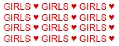 some type of pixel font that is red and white with the words girls on it