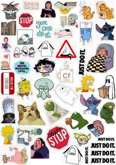 a bunch of stickers that are all over the place